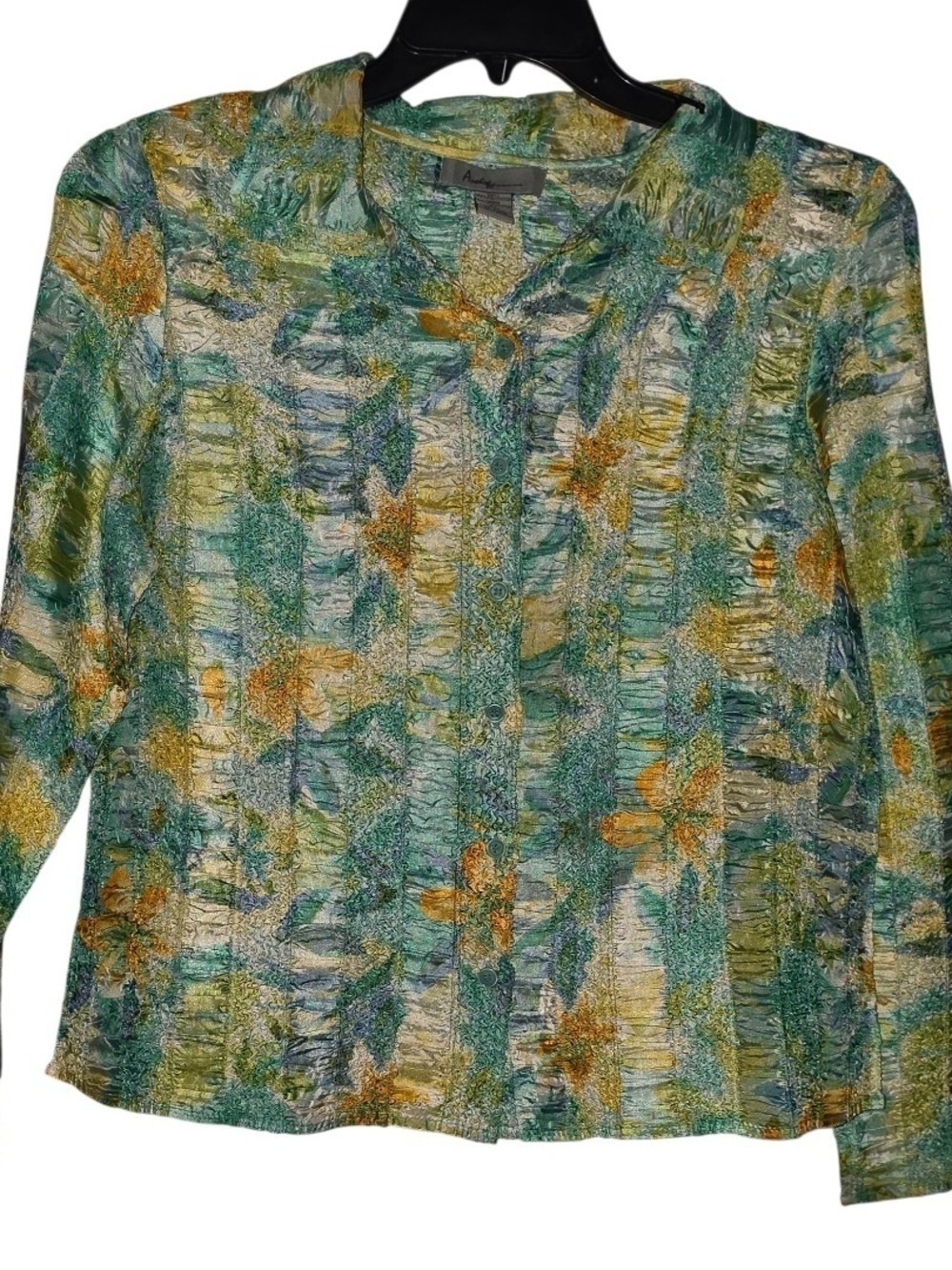 Analogy Blouse Long Sleeve Petite Large Multicolored Polyester
